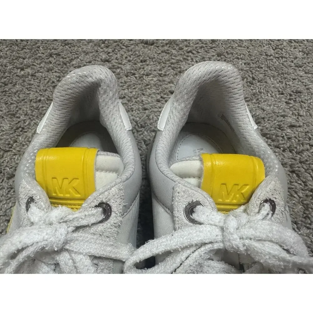 MICHAEL KORS Nova Colorblock Leather Trainer Sneaker Shoes Yellow White 6M